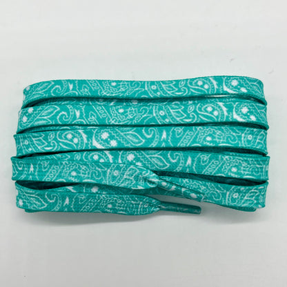 LACETS PAISLEY TURQUOISE & BLANC