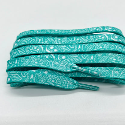 LACETS PAISLEY TURQUOISE & BLANC